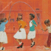 Black Girls Jumping Rope Art Diamond Painting
