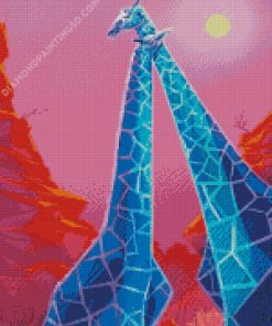 Blue Giraffe Hug Diamond Painting