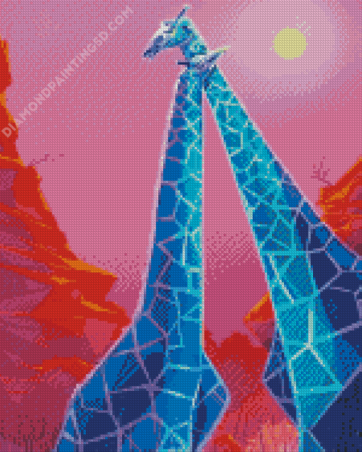 Blue Giraffe Hug Diamond Painting