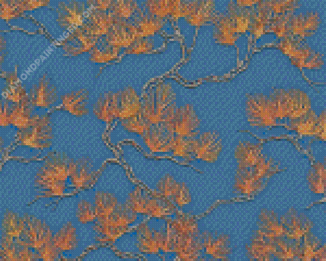 Blue and Copper Trees Diamond Painting
