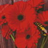 Butterfly On Red Gerbera Diamond Painting