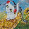 Cat With Headphones Diamond Painting