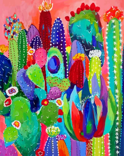 Colorful Cactus Plants Diamond Painting
