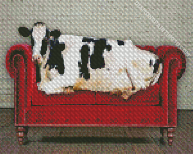 Cow On A Couch Diamond Painting