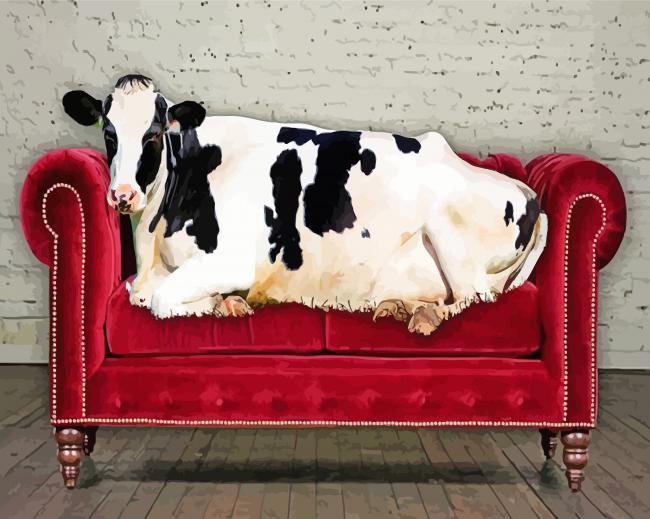 Cow On A Couch Diamond Painting