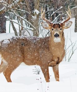 Deer In Snow Diamond Painting