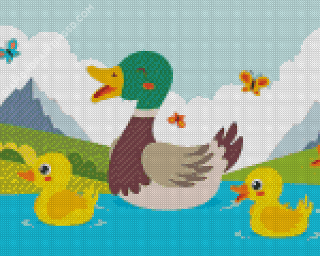 Ducks Swimming Art Diamond Painting