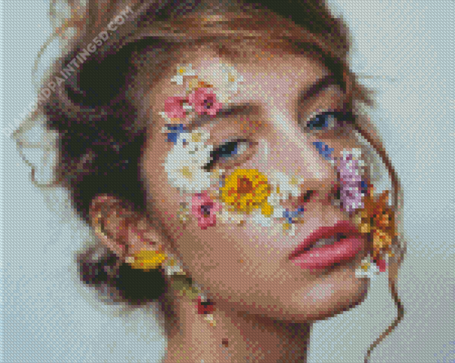 Face With Colorful Flowers Diamond Painting