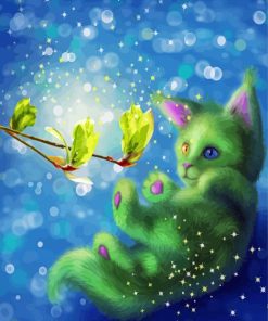 Fantasy Green Cat Diamond Painting