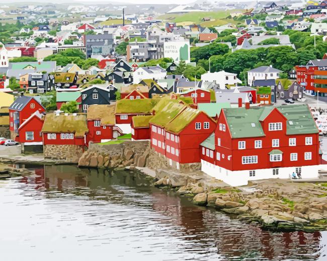 Faroes Island Buildings Diamond Painting