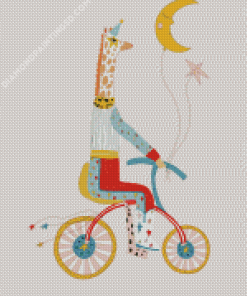 Giraffe On Bicycle Diamond Painting