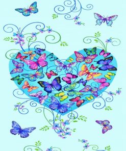 Heart Shape Butterflies Diamond Painting