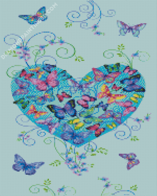 Heart Shape Butterflies Diamond Painting