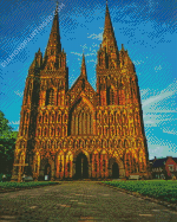 Lichfield Cathedral At Sunset Diamond Painting