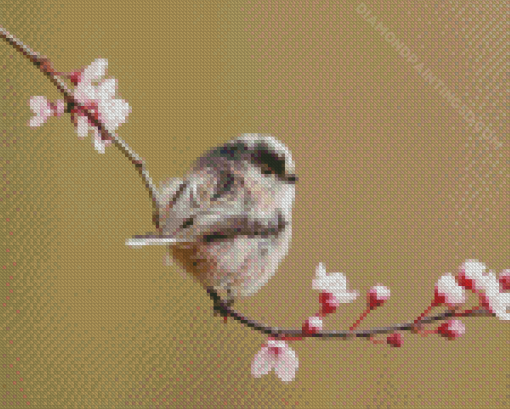 Long Tailed Tit On a Tree Diamond Painting