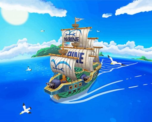 One Piece Ship Marine Diamond Painting