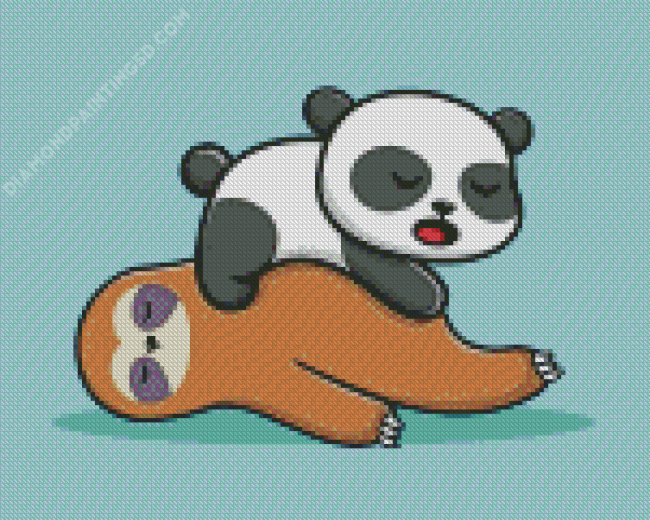 Sleepy Panda And Sloth Diamond Painting