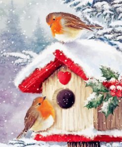 Snow Christmas Birds House Diamond Painting