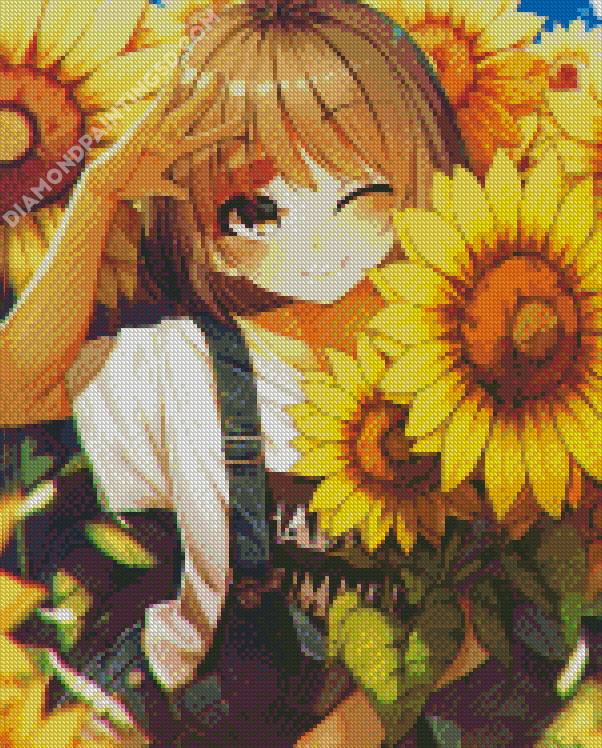 Sunflower Anime Girl Diamond Painting