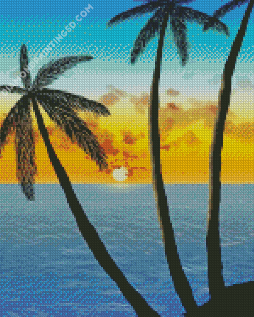 Sunset Palm Trees Diamond Painting