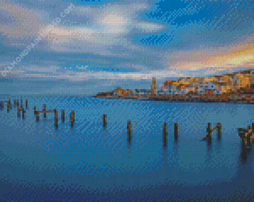 Swanage Seaside Buildings Diamond Painting