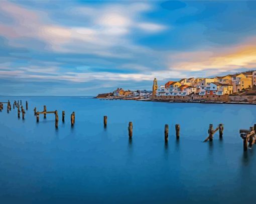 Swanage Seaside Buildings Diamond Painting