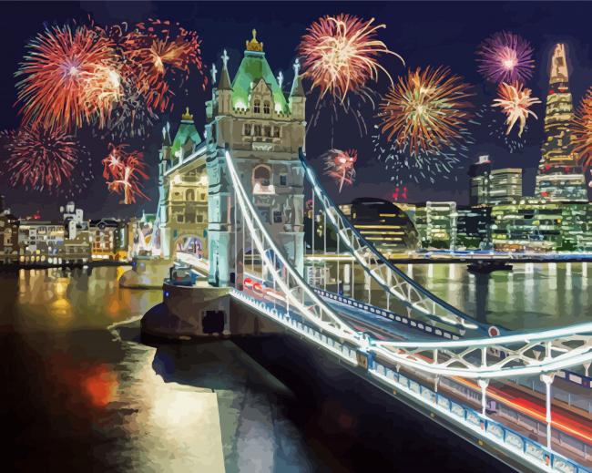 Tower Bridge Fireworks Diamond Painting - DiamondPainting5d.com