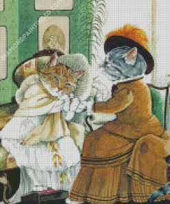 Victorian Vintage Cats Diamond Painting