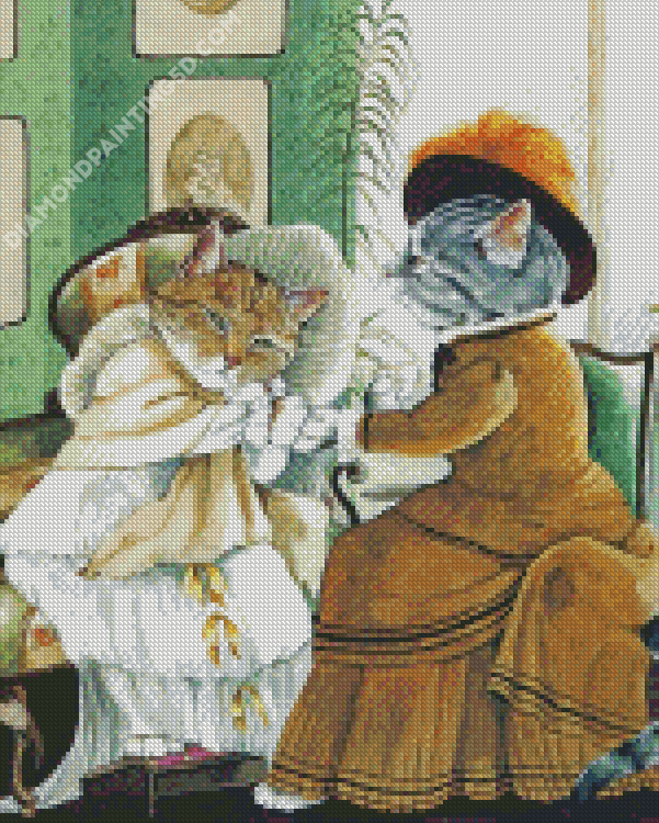Victorian Vintage Cats Diamond Painting