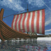 Viking Longship In Ocean Diamond Painting