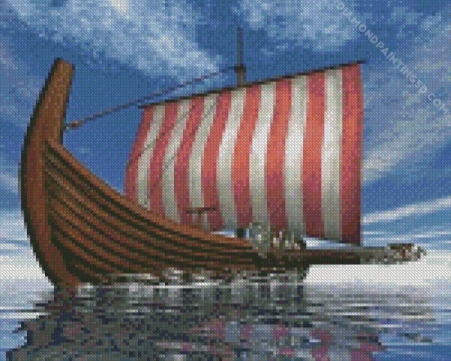 Viking Longship In Ocean Diamond Painting