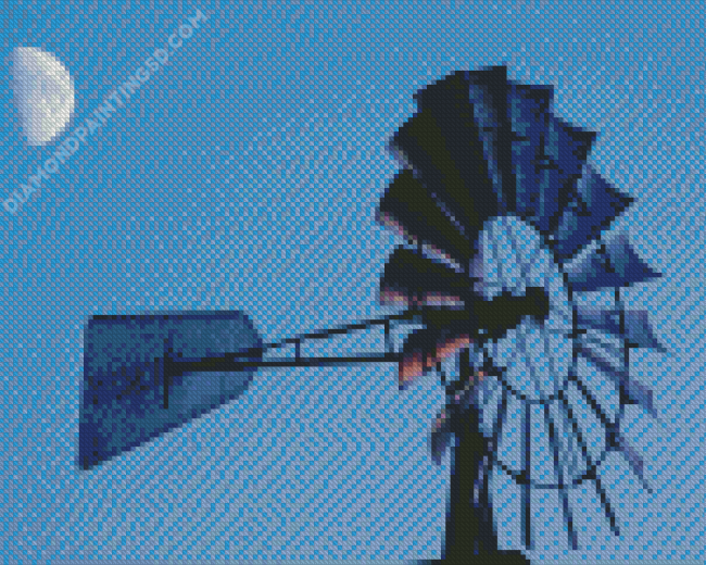 Western Windmill And Moon Diamond Painting