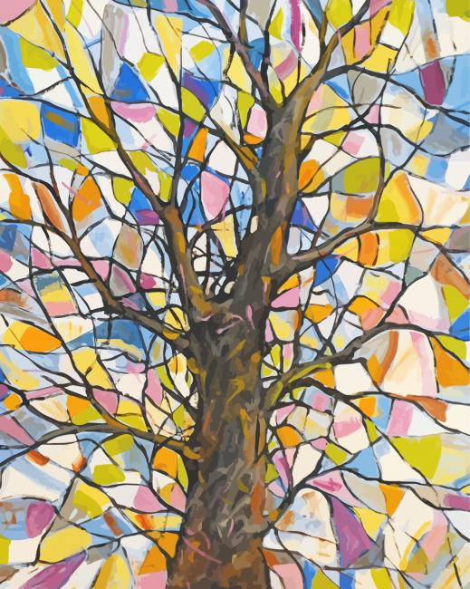 Abstract Stained Glass Colorful Tree Diamond Painting