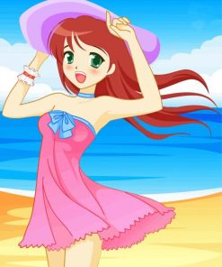 Beach Girl Anime Diamond Painting