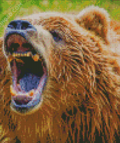 Brown Angry Bear Diamond Painting