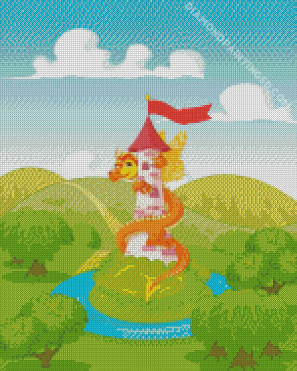 Cartoon Dragon Tower Diamond Painting