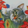 Cat In Autumn Diamond Painting