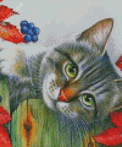 Cat In Autumn Diamond Painting