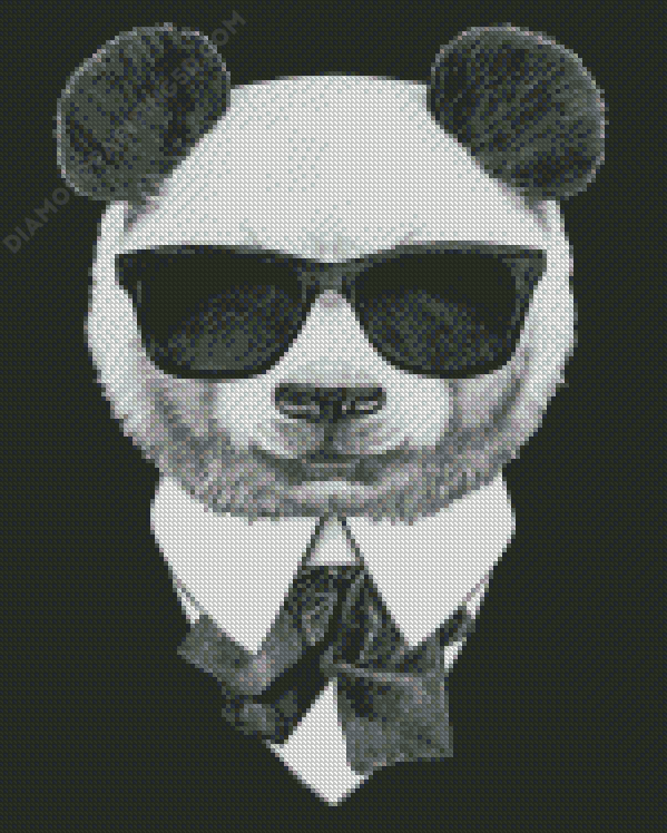 Classy Panda With Glasses Diamond Painting