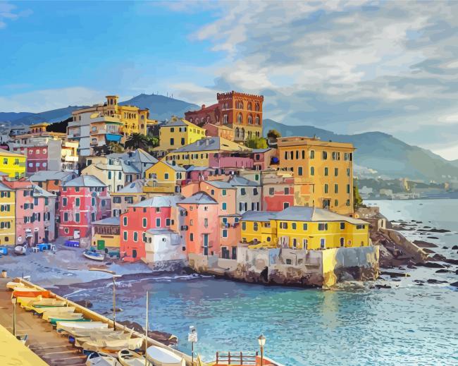 Colorful Houses Genoa Diamond Painting