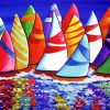 Colorful Sailboats Water Reflection Diamond Painting
