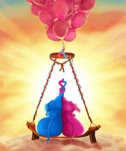 Couple Elephant And Balloons Diamond Painting