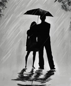 Couple Under Umbrella Diamond Painting