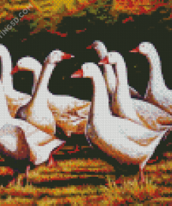 Danish Geese In The Garden Diamond Painting