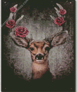 Deer With Roses On Head Diamond Painting