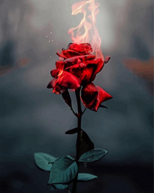 Flame Dying Rose Diamond Painting