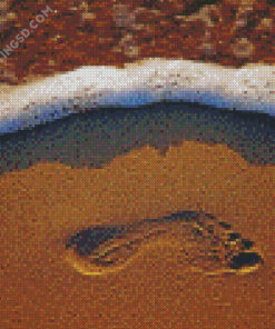 Footprints On Beach Diamond Painting