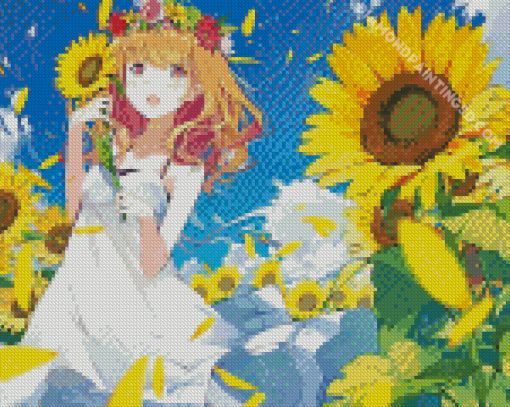 Girl In Sunflower Field Diamond Painting