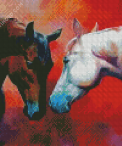 Lovers Couple Horses Diamond Painting