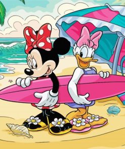 Minnie Mouse And Daisy At Beach Diamond Painting
